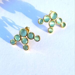 Marcia Moran natural stone gold tone earrings